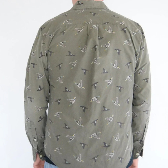 Vintage St.  John's Bay Green Duck Button Up Comfort Stretch Shirt S - Picture 3 of 11